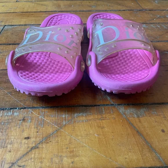 Vintage DIOR y2k 2000s Pink Slide Sandals 38 7.5 women’s - Picture 2 of 9